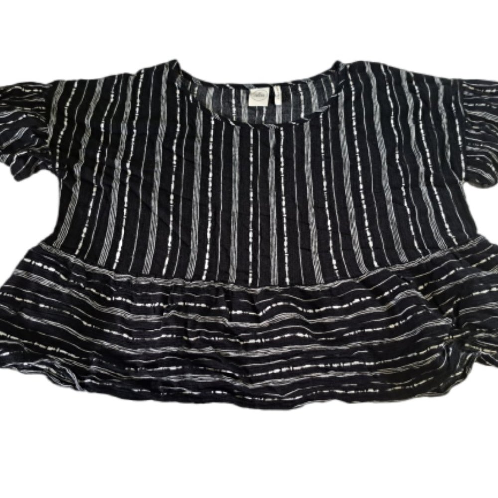 XS S M Paper Crane Striped Boho Top